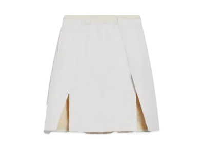 Max Mara Rolled Pure Cotton Gabardine Skirt "Ivory"