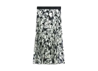 Max Mara Pagano Technical Twill Pleated Skirt "Navy"