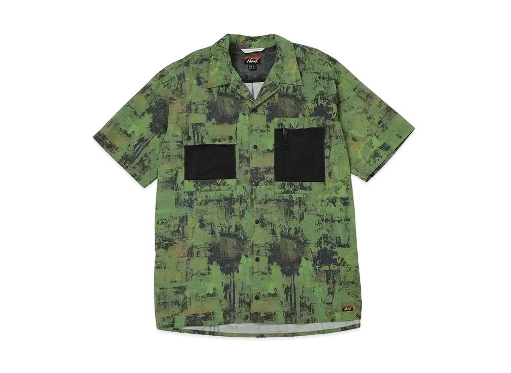 NANGA Nylon Tusser Forest Pattern Shirts "Black"