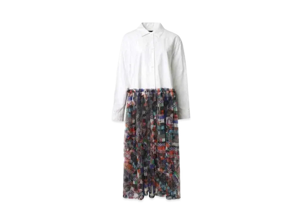 ANREALAGE Patchwork Print Tulle Docking Shirt "White"