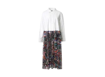 ANREALAGE Patchwork Print Tulle Docking Shirt "White"