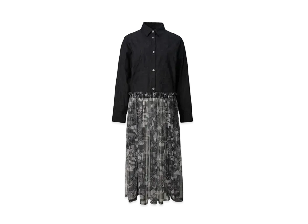 ANREALAGE Patchwork Print Tulle Docking Shirt "Black"