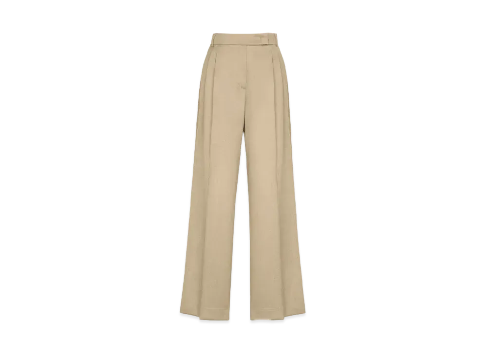 Max Mara Nambo Virgin Wool Wide Leg Pants "Sand"