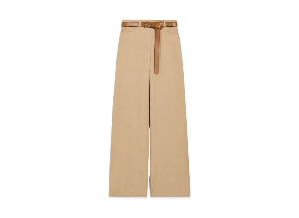 Max Mara Cobalt Cotton Linen Drill Pants "Camel"