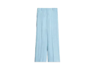 Max Mara Marizia Pure Linen Canvas Pants "Water Blue"