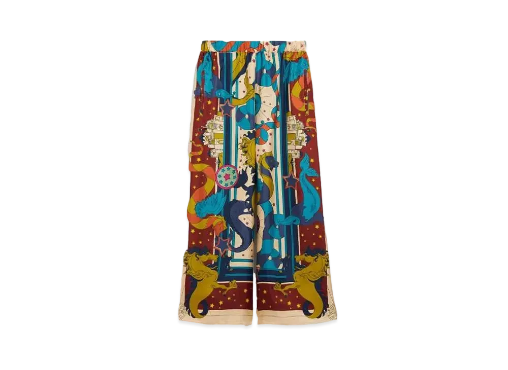 Max Mara Fano Fluid Print Silk Pants "Antique Rose"