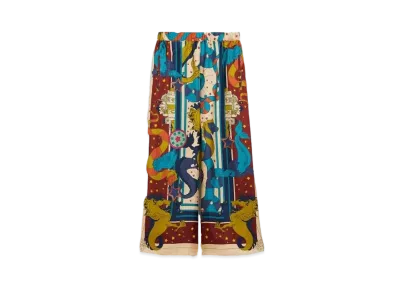 Max Mara Fano Fluid Print Silk Pants "Antique Rose"