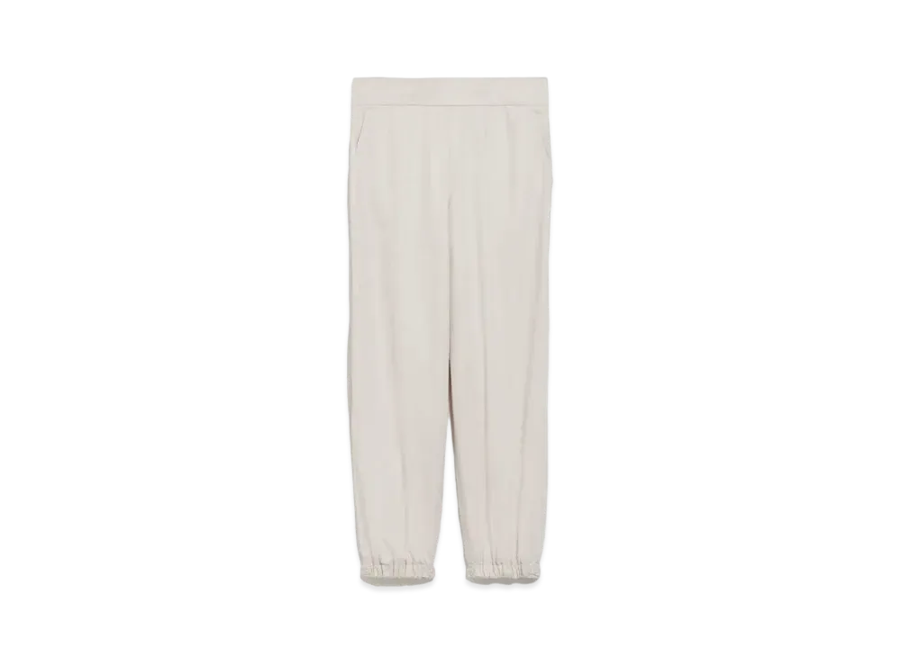 Max Mara Candela Cotton Satin Trousers "Stone"