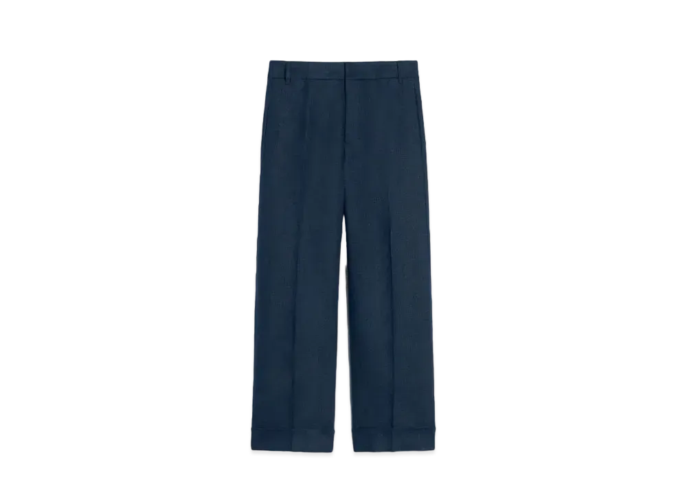 Max Mara Salix Linen Canvas Palazzo Pants "Navy"