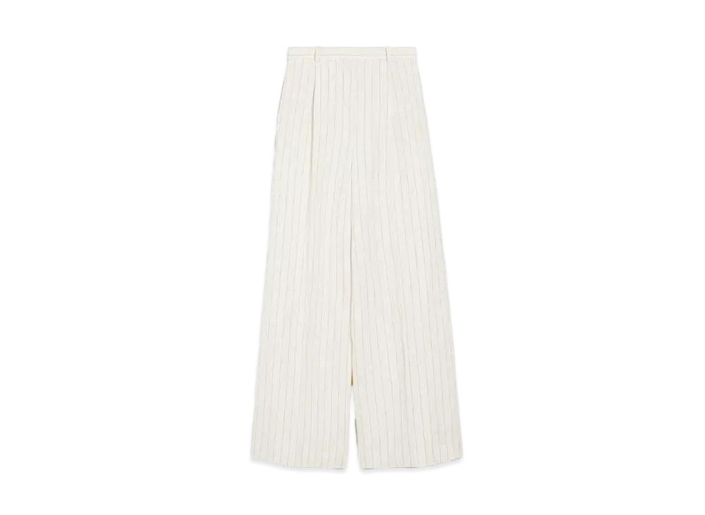 Max Mara Juliva Linen Cotton Canvas Striped Pants "White/Black"