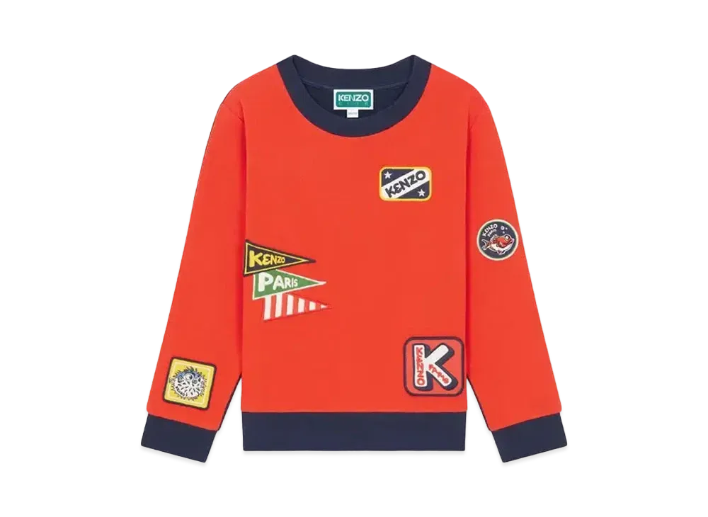 KENZO 'SAILOR' Embroidered Two-Tone Sweat "Vermillion"