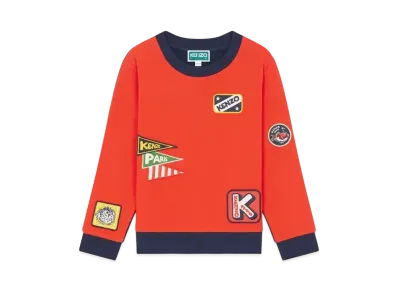 KENZO 'SAILOR' Embroidered Two-Tone Sweat "Vermillion"