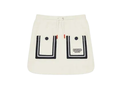 KENZO 'SAILOR' Honeycomb Embroidery Skirt "White"