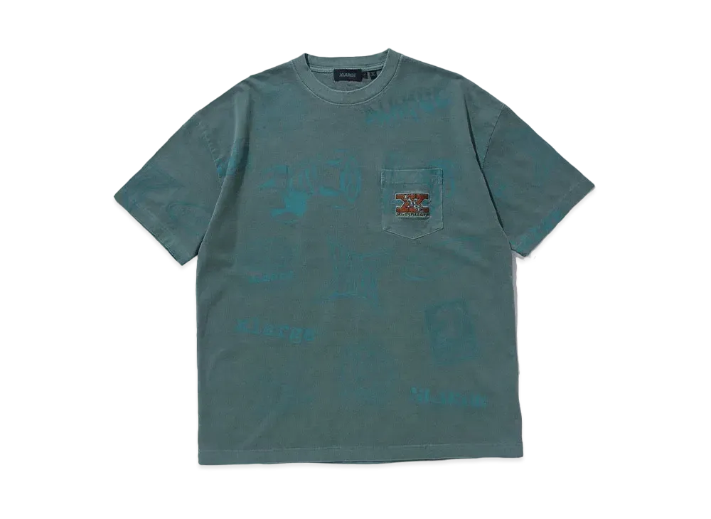 XLARGE ALLOVER PRINTED S/S POCKET TEE "GREEN"