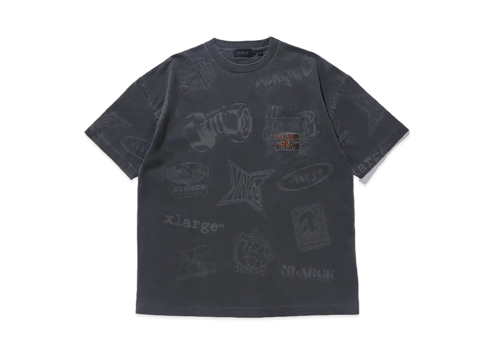 XLARGE ALLOVER PRINTED S/S POCKET TEE "BLACK"