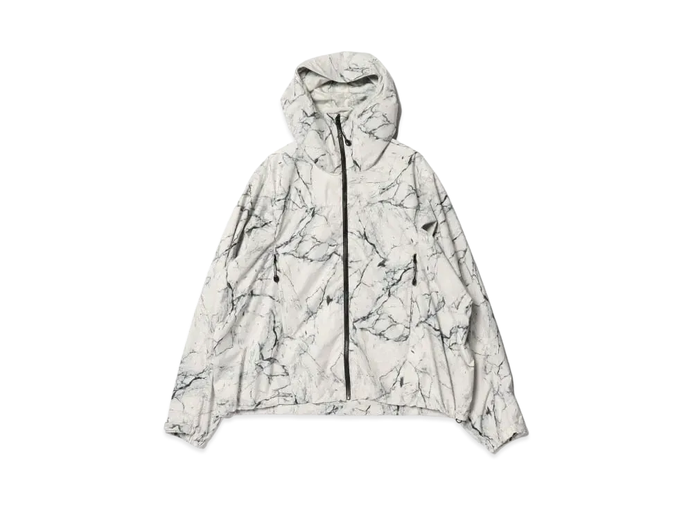BEAMS Water Repellent Allover Print Zip-Up Hoodie "White"