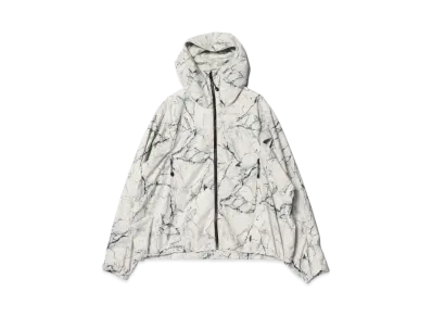BEAMS Water Repellent Allover Print Zip-Up Hoodie "White"