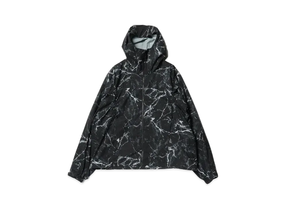 BEAMS Water Repellent Allover Print Zip-Up Hoodie "Black"