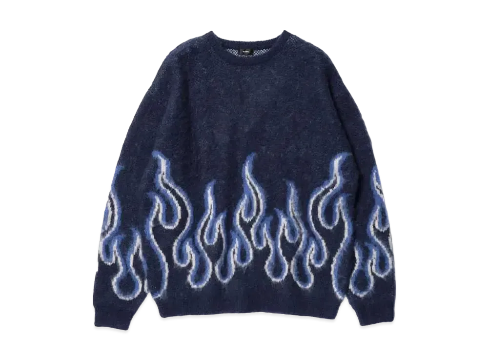 BEAMS 7Gauge Fire Shaggy Crew Neck Knit "Navy"