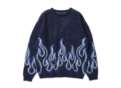 BEAMS 7Gauge Fire Shaggy Crew Neck Knit "Navy"