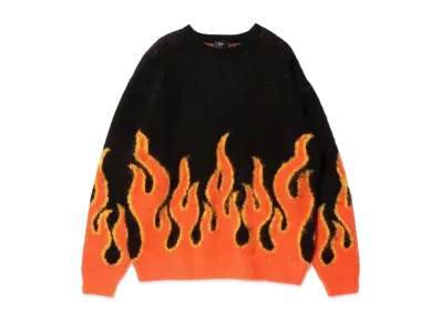 BEAMS 7Gauge Fire Shaggy Crew Neck Knit "Black"