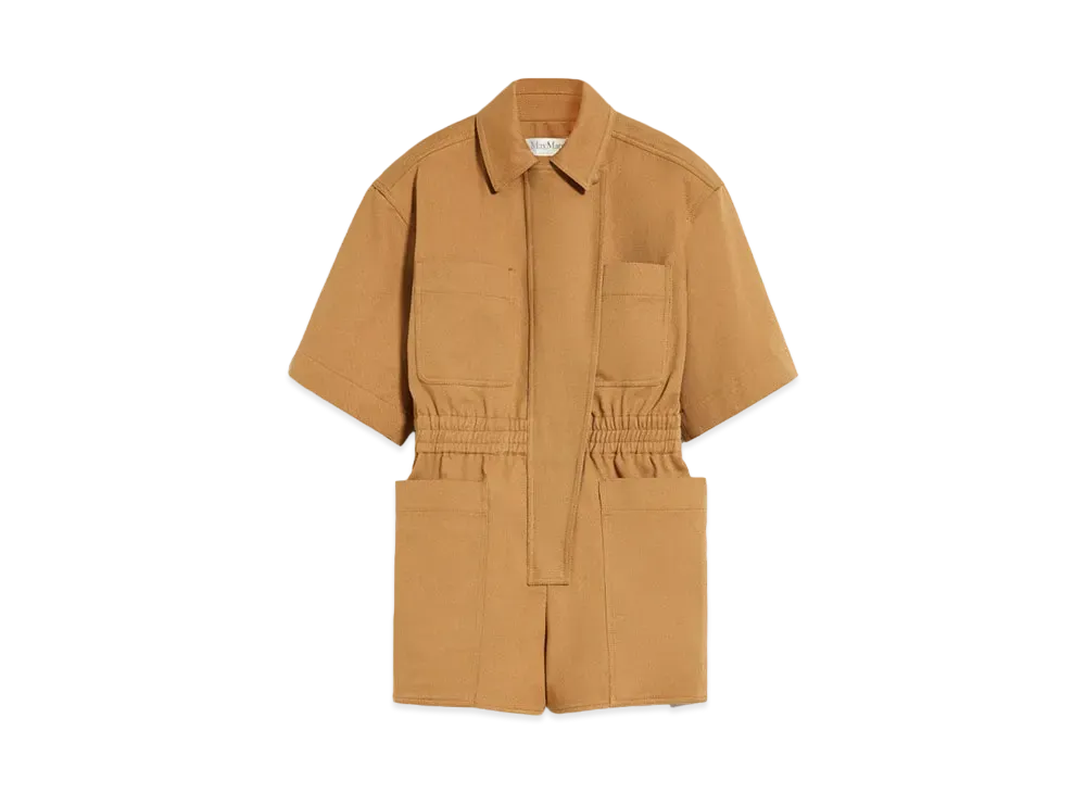 Max Mara Angora Cotton Drill Jumpsuit "Tobacco Brown"