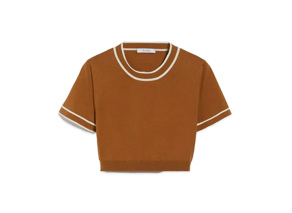 Max Mara Ushio Cotton Yarn Cropped Knit "Tobacco Brown"