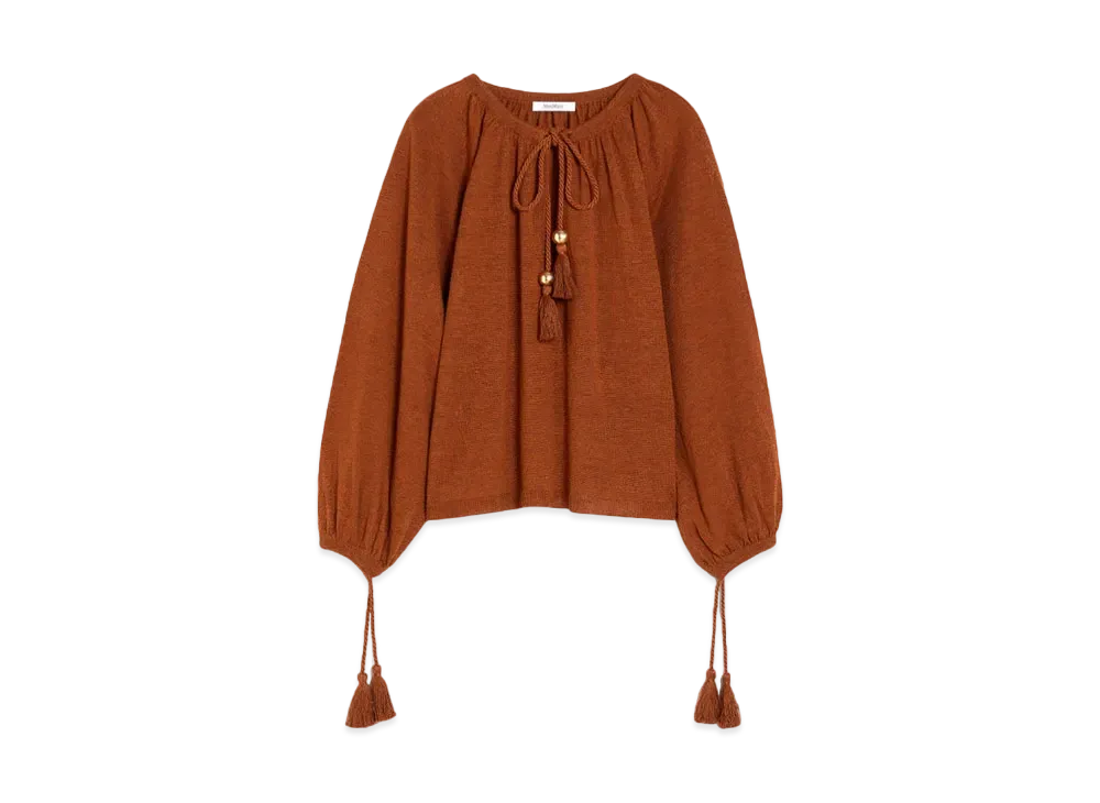 Max Mara Quirite Pure Linen Loose Fit Knit "Tobacco Brown"