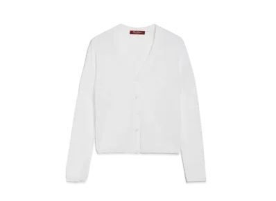 Max Mara Large Viscose Slim Fit Cardigan "Optical White"