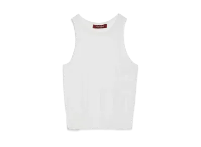 Max Mara Kristin Viscose Crepe Yarn Knit "Optical White"