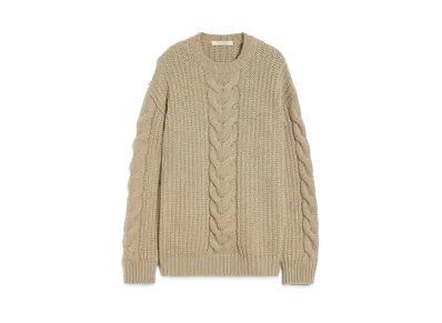 Max Mara Acciaio Cotton Ribbed Knit Pullover "Khaki"