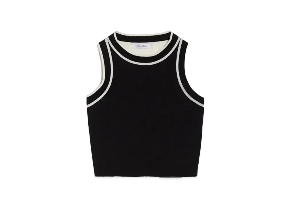 Max Mara Ruggiero Polished Cotton Crop Top "Black"