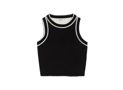 Max Mara Ruggiero Polished Cotton Crop Top "Black"