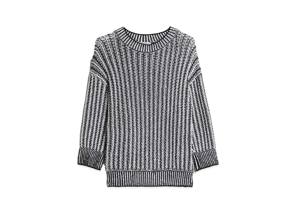Max Mara Lenio Soft Cotton Stripe Knit "White Black"
