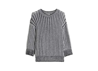 Max Mara Lenio Soft Cotton Stripe Knit "White Black"