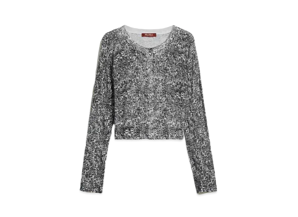 Max Mara Morgana Print Wool Silk Cardigan "Black/White"