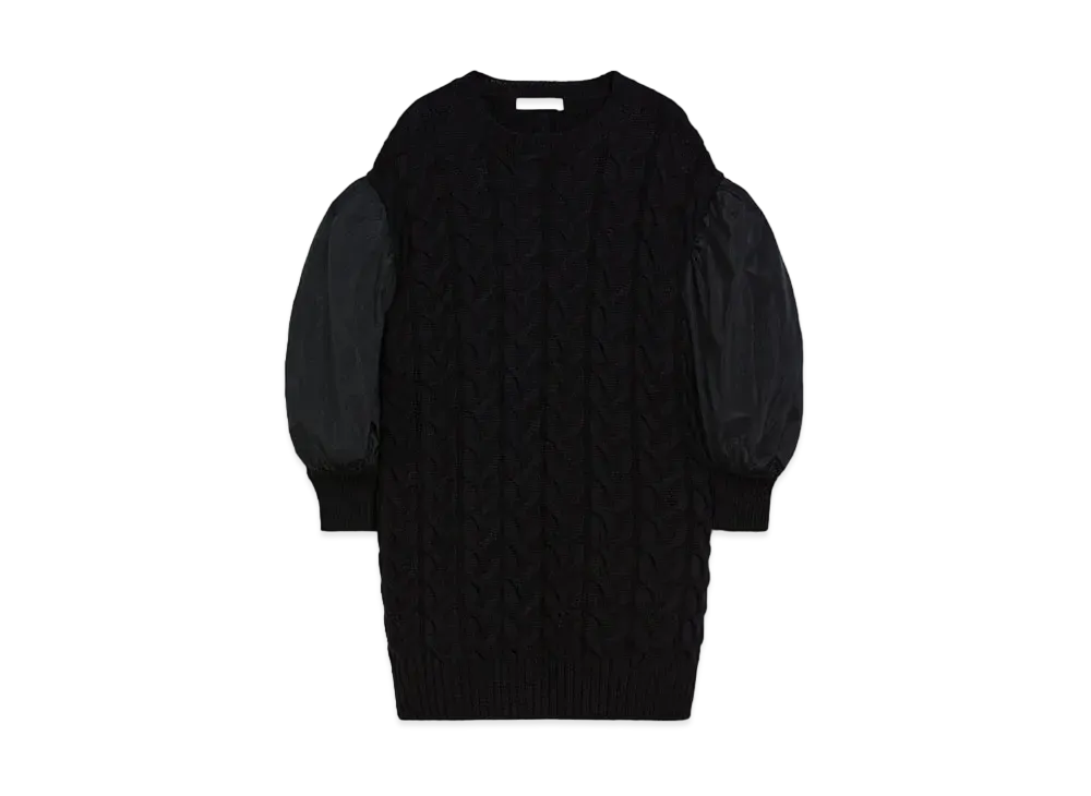 Max Mara Vittle Pure Wool Balloon Sleeve Dress "Black"