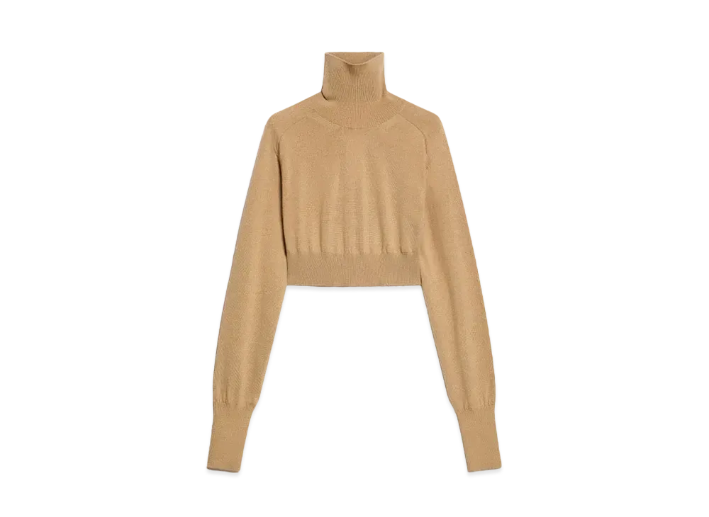 Max Mara Urlat Wool High Neck Cropped Knit "Camel"