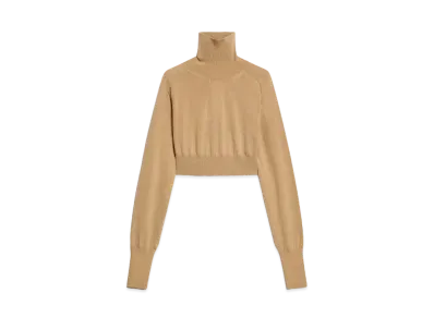 Max Mara Urlat Wool High Neck Cropped Knit "Camel"