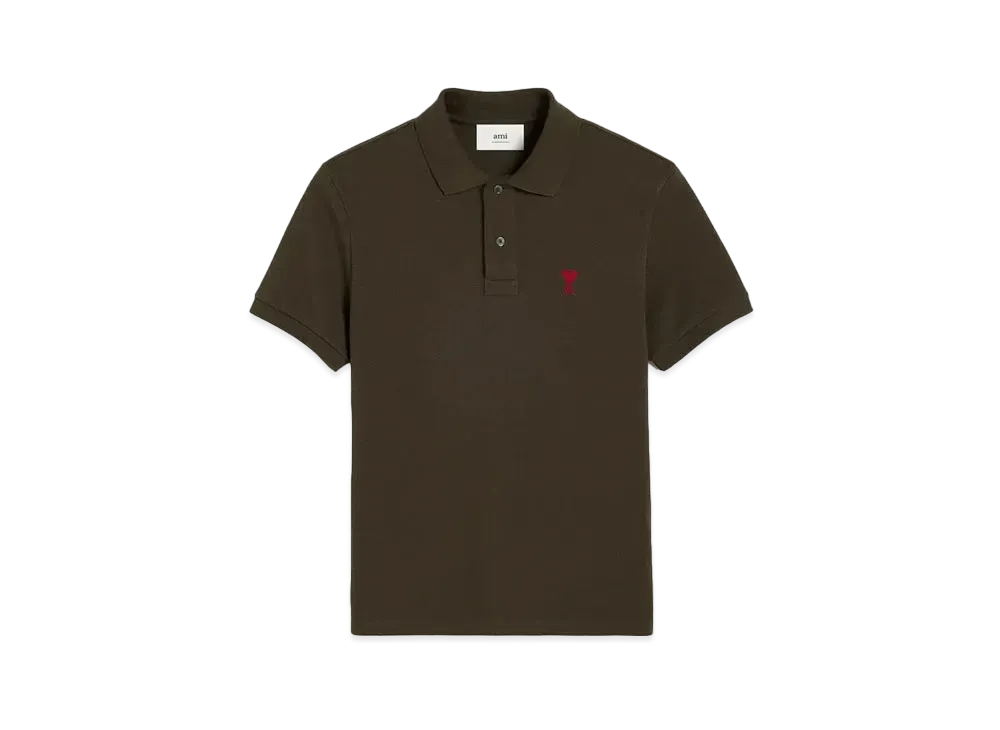 AMI PARIS Ami de Coeur Polo Shirt "Dark Coffee"