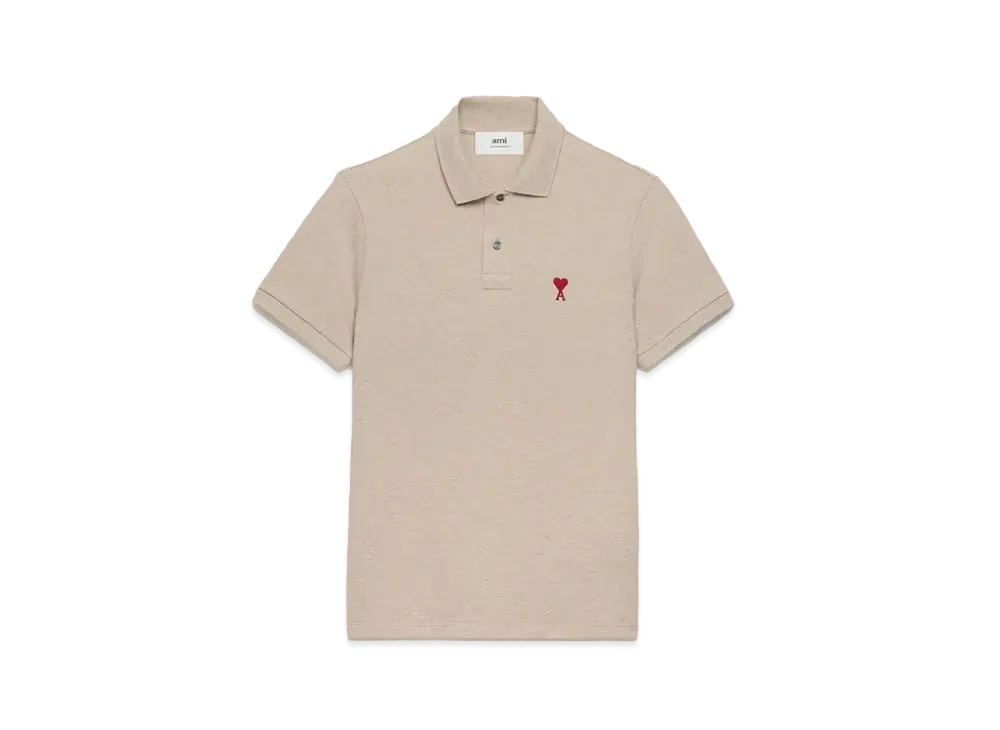 AMI PARIS Ami de Coeur Polo Shirt "Heather Light Beige"