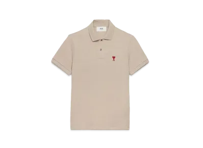 AMI PARIS Ami de Coeur Polo Shirt "Heather Light Beige"