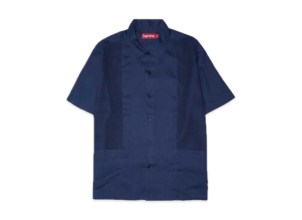 Supreme Mesh Panel Linen S/S Shirt "Navy"