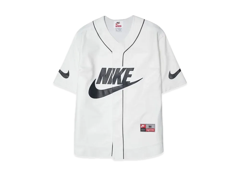 シュプリーム ナイキ レザー ベースボールジャージー "ホワイト"