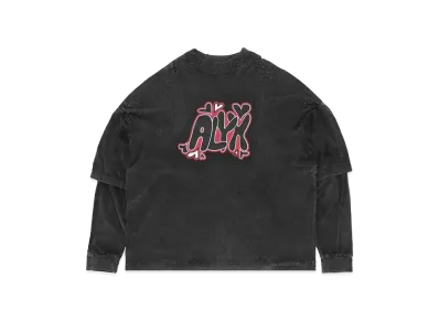 1017 ALYX 9SM Double Sleeve Needle Punch Graphic T-shirt "Washed Black"