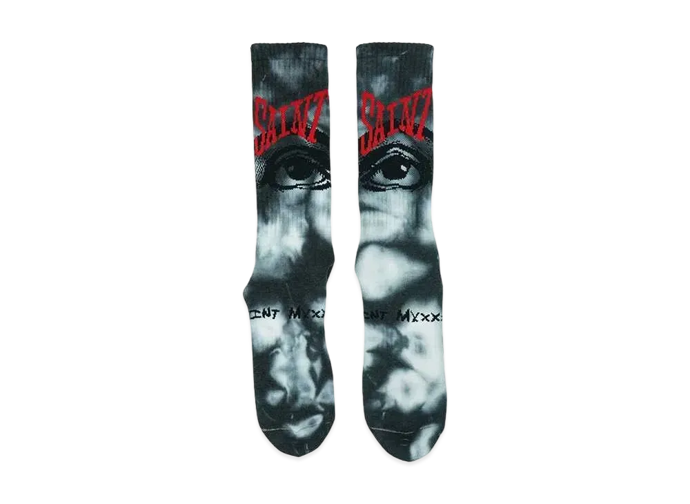 SAINT Mxxxxxx 23AW Eyes Socks "Tie Dye Black"