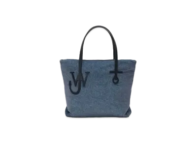JW ANDERSON Small Puffy Anchor Velvet Printed Denim Tote Bag "Blue"