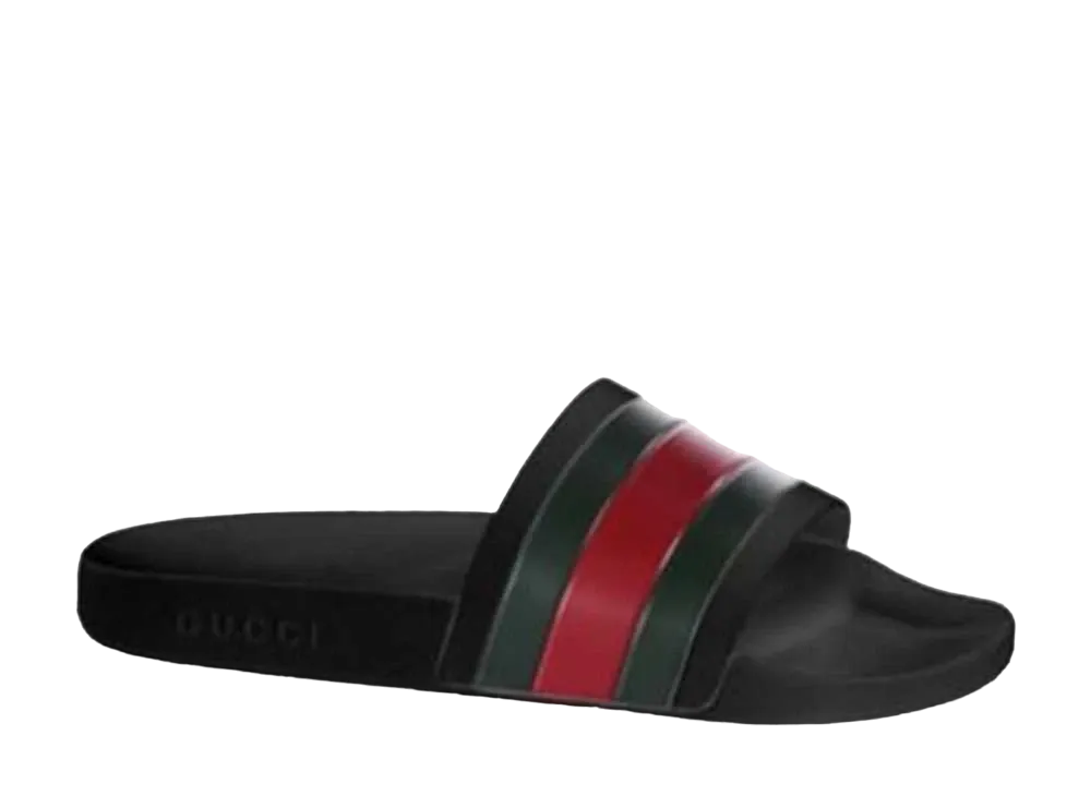 グッチ ラバー スライド サンダル "ブラック" 0417834136414