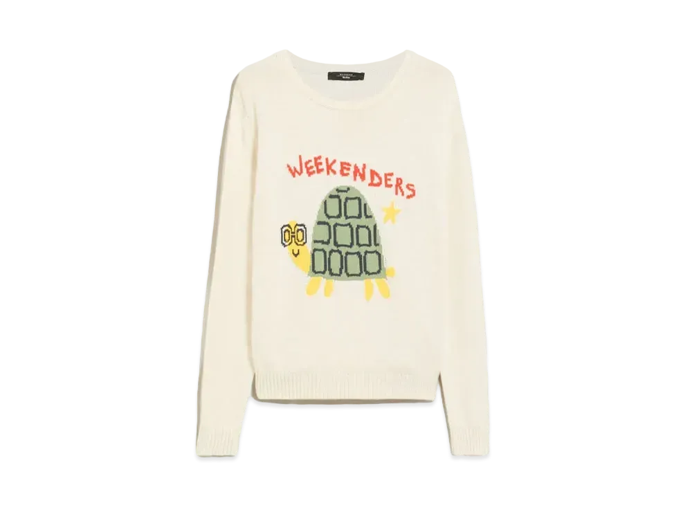 Max Mara Amika Cotton Intarsia Knit "Ivory"