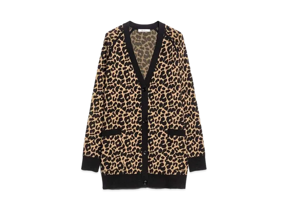 Max Mara Tenore Viscose Jacquard Knit Cardigan "Black"